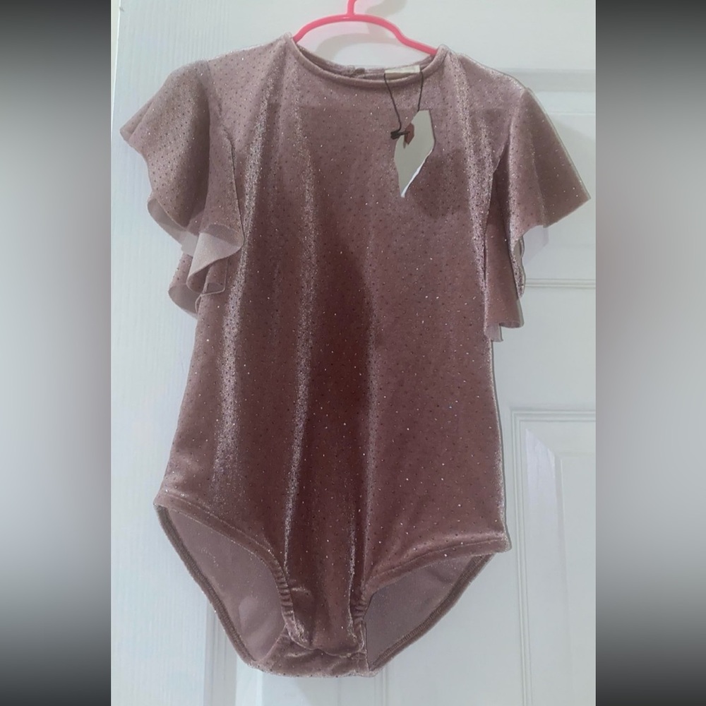 Zara kids girl velvet flutter sleeve Bodysuit size 9(134cm)